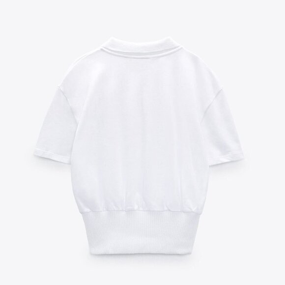 New Zara Embroidered "NASA" Short Sleeve White Polo Shirt NWT Size Large - Picture 7 of 14